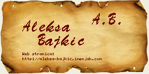 Aleksa Bajkić vizit kartica